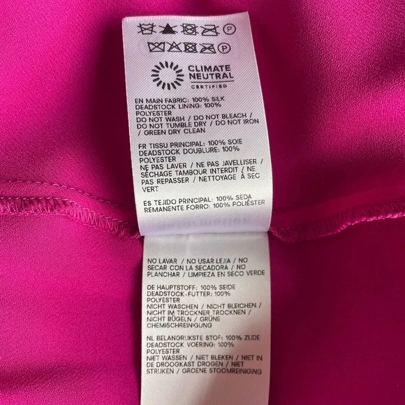 NEW Reformation Anaiis Long Silk Dress Hibiscus Tea Dark Pink Magenta | US 2 UK6 - Picture 13 of 16